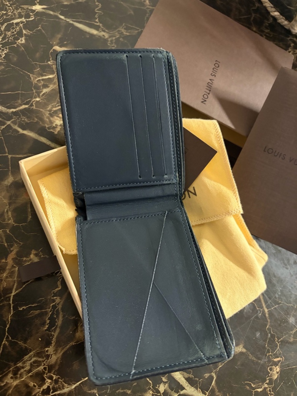Louis Vuitton Navy Blue Damier Compact Wallet - Picture 5 of 8